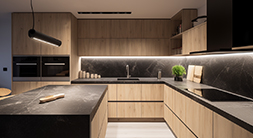 Cuisine bois et plan dekton noir 