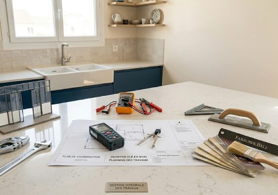 Chantier en cours, préparation de la pièce - Cuisines Sanchez