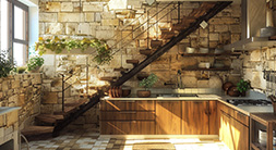 Cuisine sur mesure sous escalier 